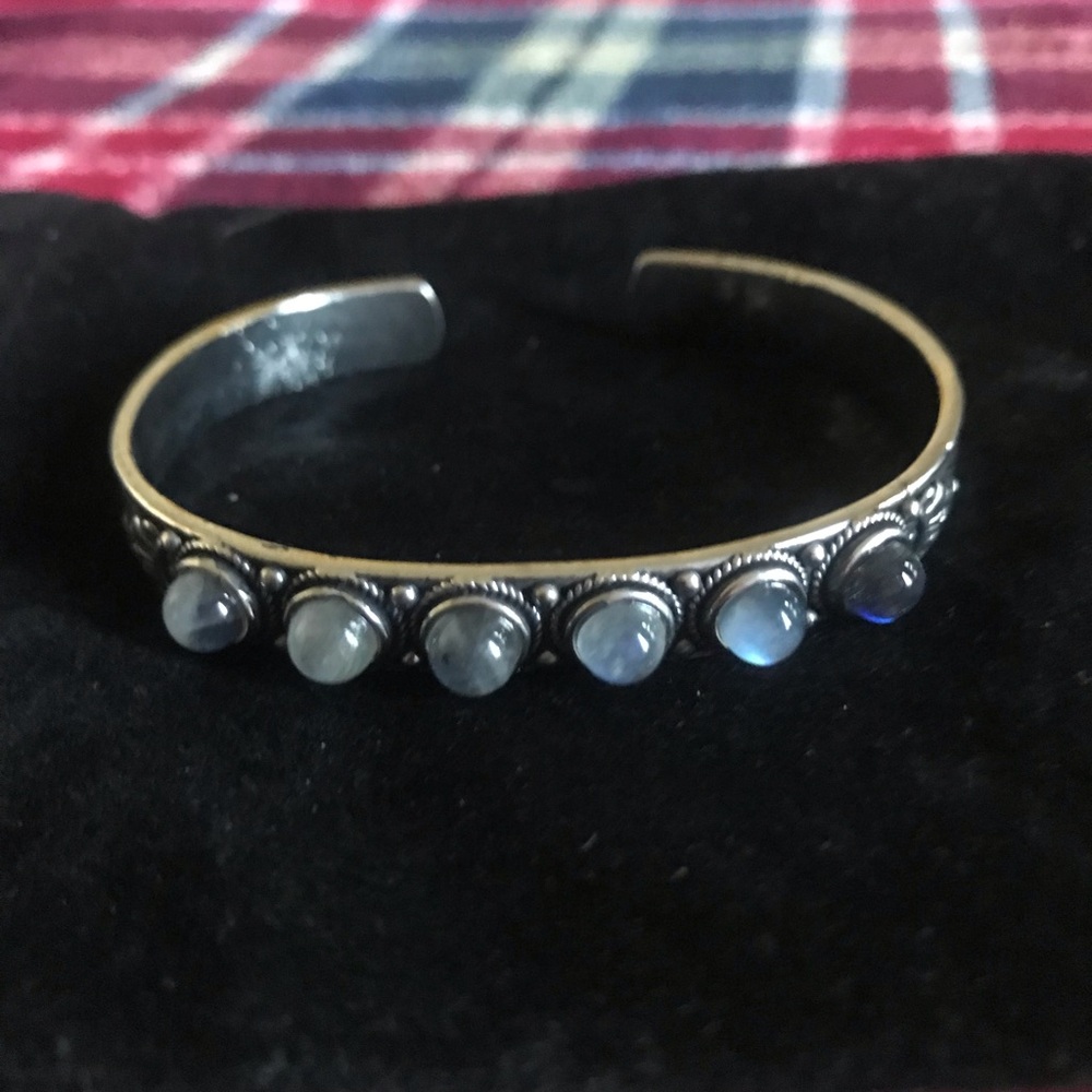 Moonstone Accent Silver Cuff Bracelet - Women Jewelry